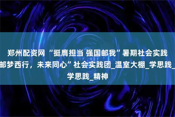 郑州配资网 “挺膺担当 强国邮我”暑期社会实践｜“邮梦西行，未来同心”社会实践团_温室大棚_学思践_精神
